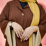 Abaya Double Georgette Wood Button Front Open - Random Colors