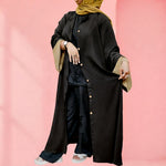 Abaya Double Georgette Wood Button Front Open - Random Colors