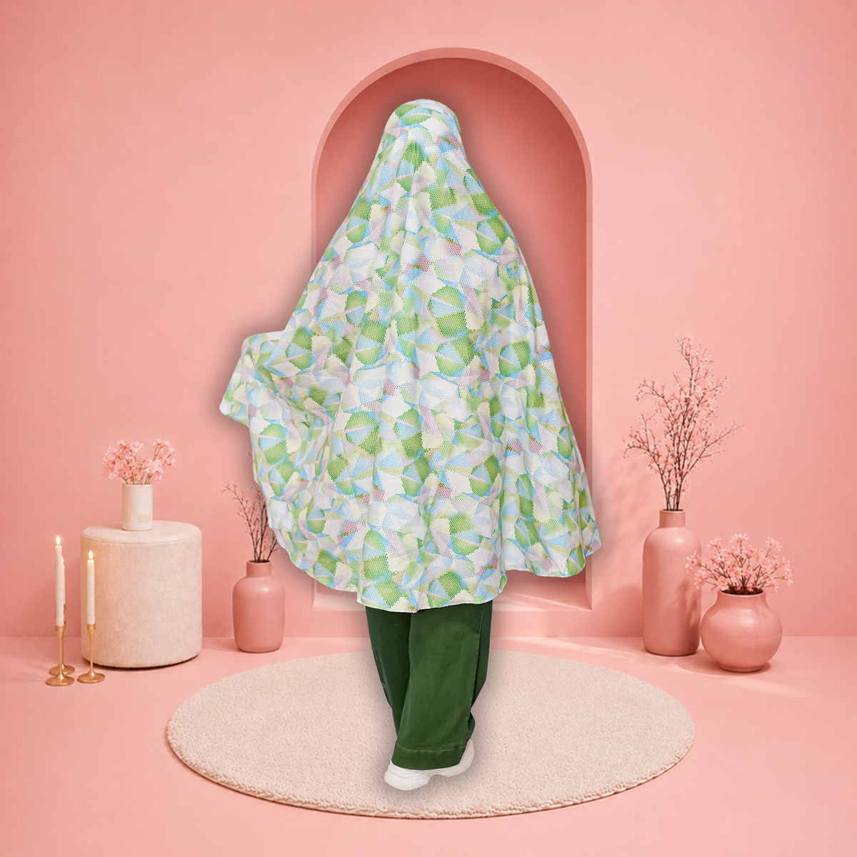 Namaz Chadar Floral Lawn Full Size- Random Colors