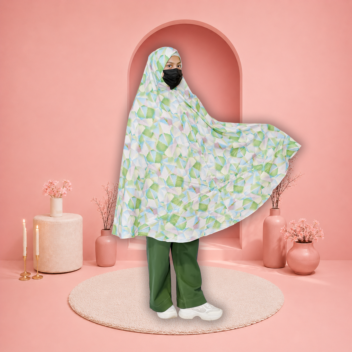 Namaz Chadar Floral Lawn Full Size- Random Colors