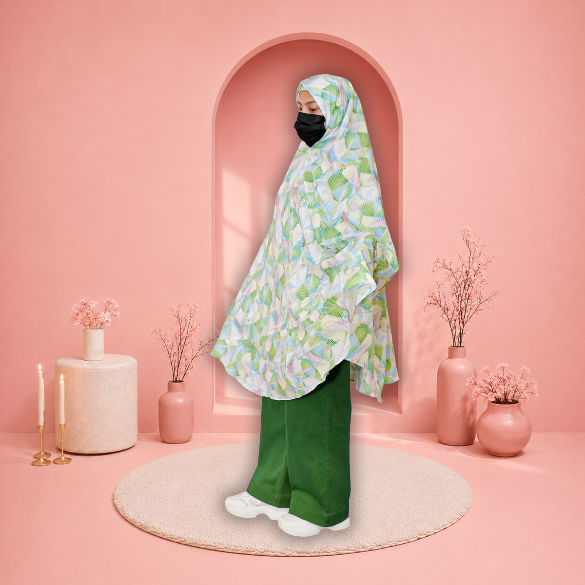 Namaz Chadar Floral Lawn Full Size- Random Colors