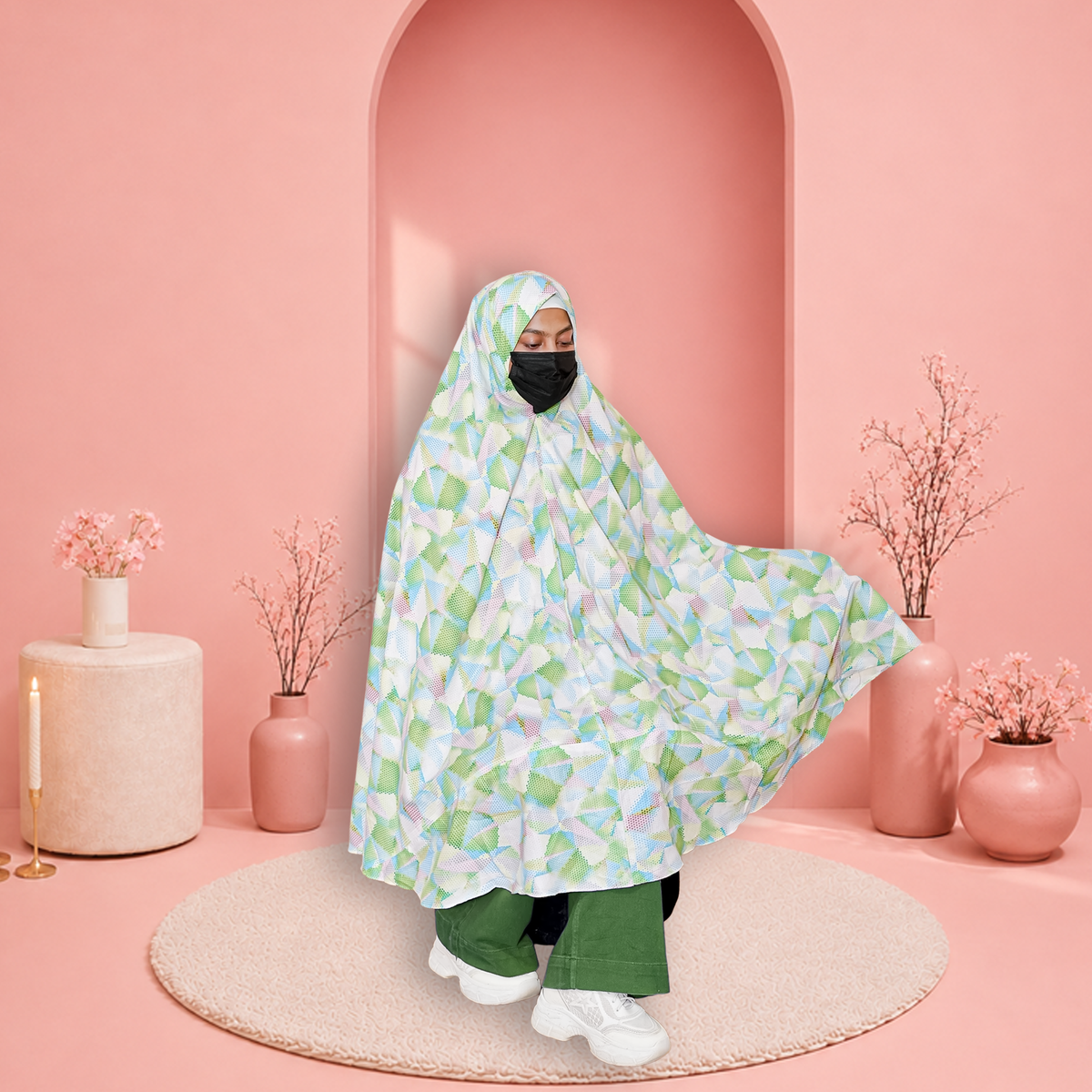 Namaz Chadar Floral Lawn Full Size- Random Colors