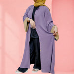 Abaya Double Georgette Wood Button Front Open - Random Colors
