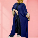 Abaya Double Georgette Wood Button Front Open - Random Colors